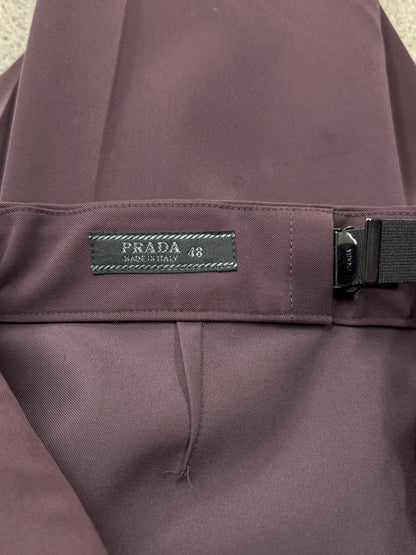 Prada Oxblood Red Pleated Slim Cut Trousers