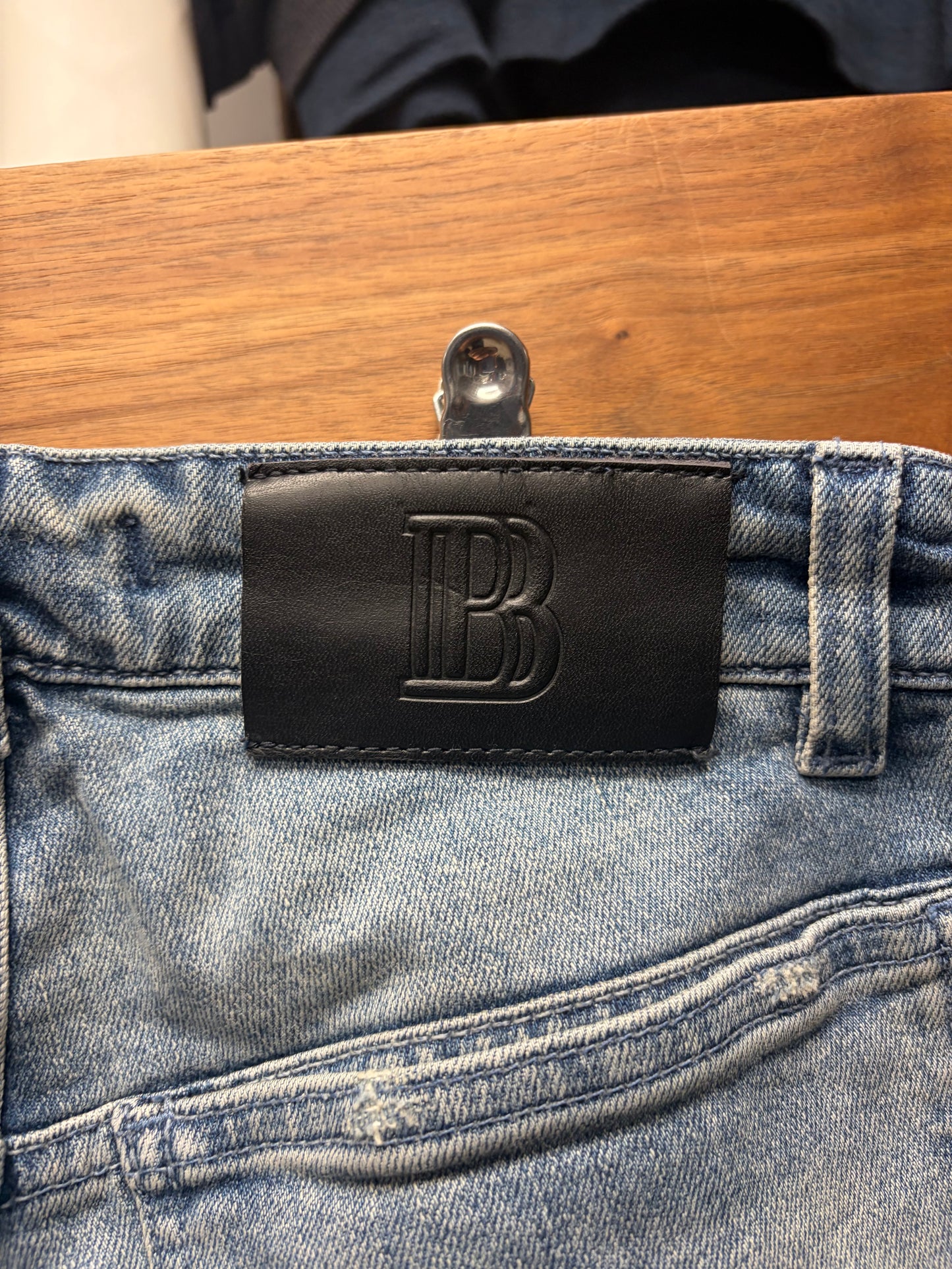 Pierre Balmain Blue ‘Biker Knee’ Skinny Cut Moto Denim