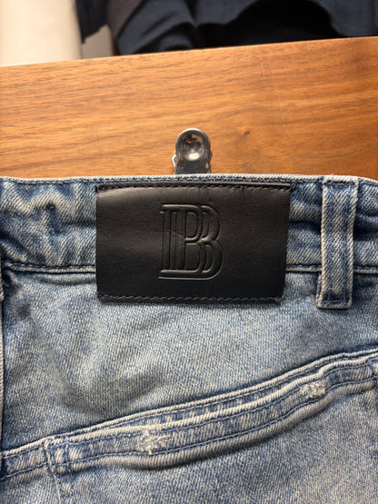 Pierre Balmain Blue ‘Biker Knee’ Skinny Cut Moto Denim
