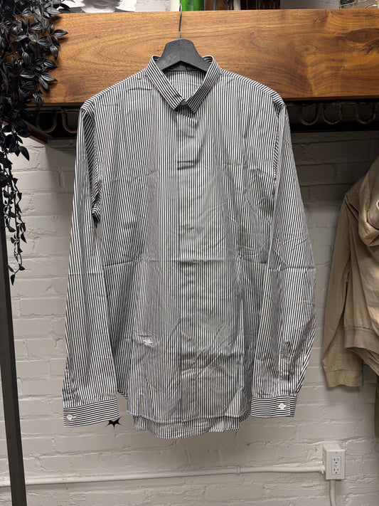 Dior Homme Black/White Pinstripe ‘Bee’ Embroidered Logo Button Up Shirt