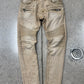 Balmain Tan Brown ‘Biker Knee’ Slim Cut Denim
