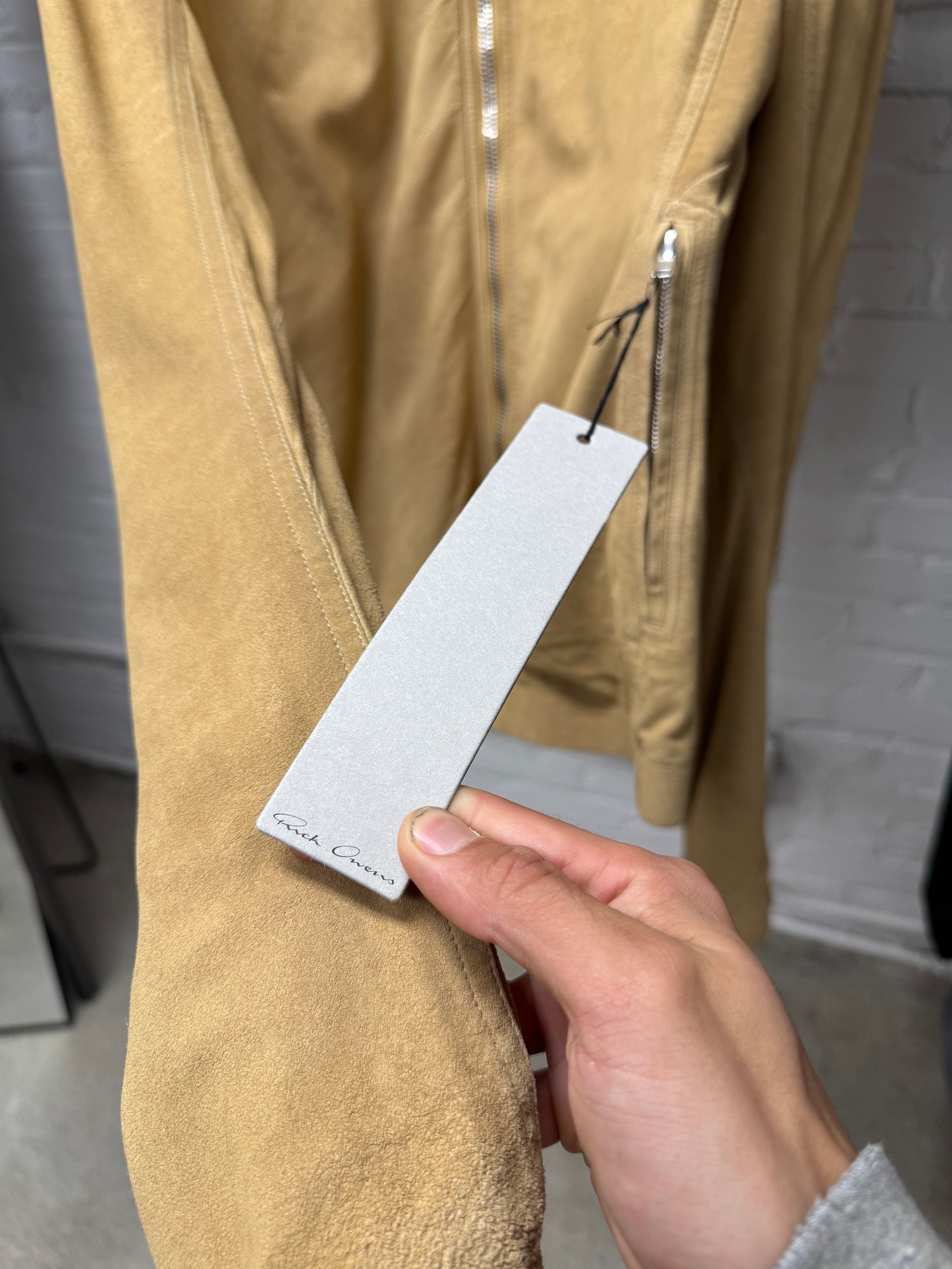 SS2015 Rick Owens ‘Faun’ Blistered Lambskin ‘Mollino’ Zip Bone Jacket