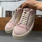 SS2023 Rick Owens Pink Canvas ‘Vans’ High Top Sneakers
