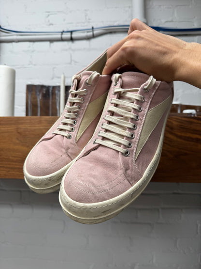 SS2023 Rick Owens Pink Canvas ‘Vans’ High Top Sneakers