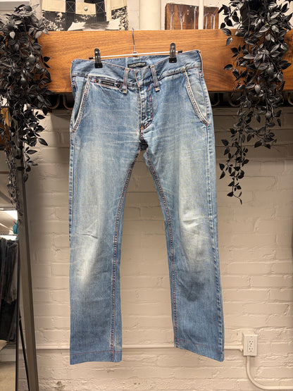 Dolce & Gabbana Washed Blue ‘D&G’ Embroidered Slash Logo Bootcut Denim
