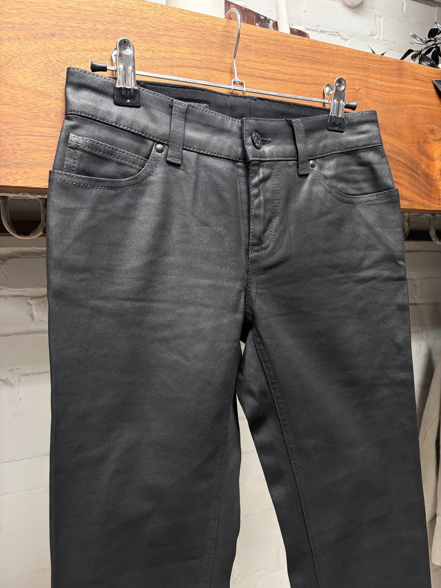 Gucci by Tom Ford Waxed Black Low Rise Skinny Jeans