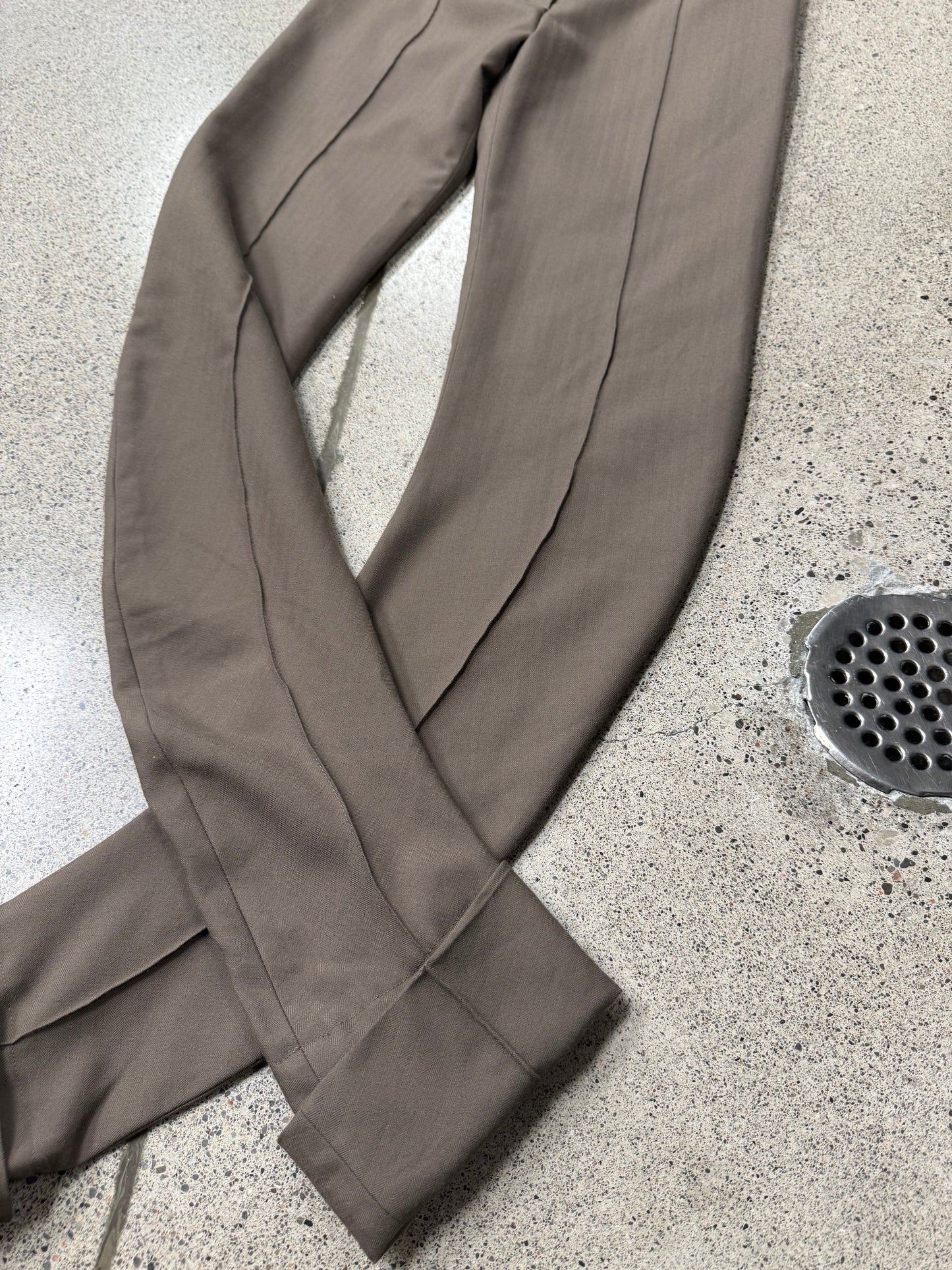 Haider Ackermann Pleated Brown ‘J-Cut’ Trousers