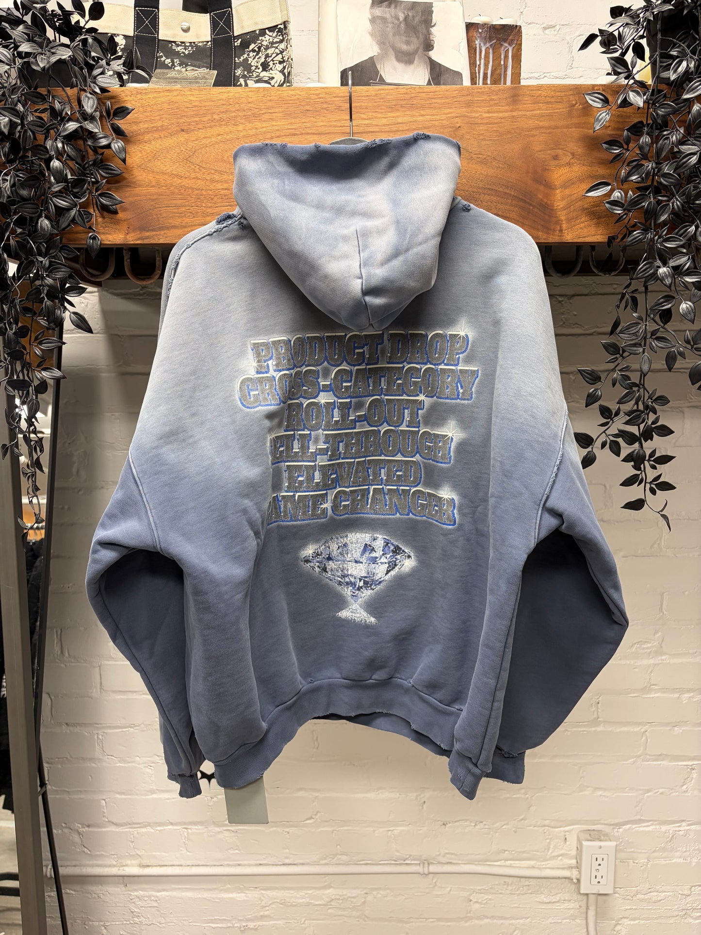 SS2024 Balenciaga ‘See Now Buy Now’ Distressed Blue Pullover Hoodie