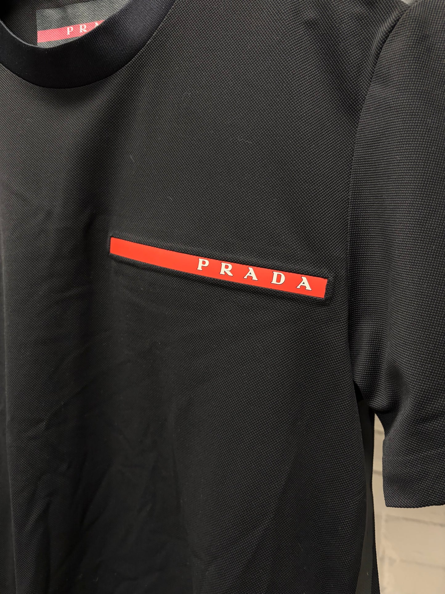 Prada Sport Black Linea Rossa ‘Tape Seam’ T-Shirt