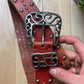 Tornado Mart Studded Silver Buckle Red Leather Belt