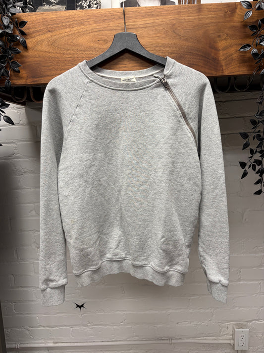 2014 Saint Laurent by Hedi Slimane ‘Shoulder Zip’ Grey Cotton Sweatshirt