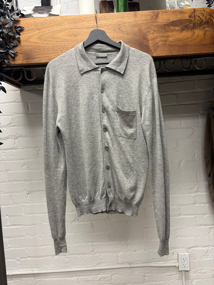 SS2005 Dior Homme by Hedi Slimane ‘Beck’ Grey Cashmere Long Sleeve Knit Polo