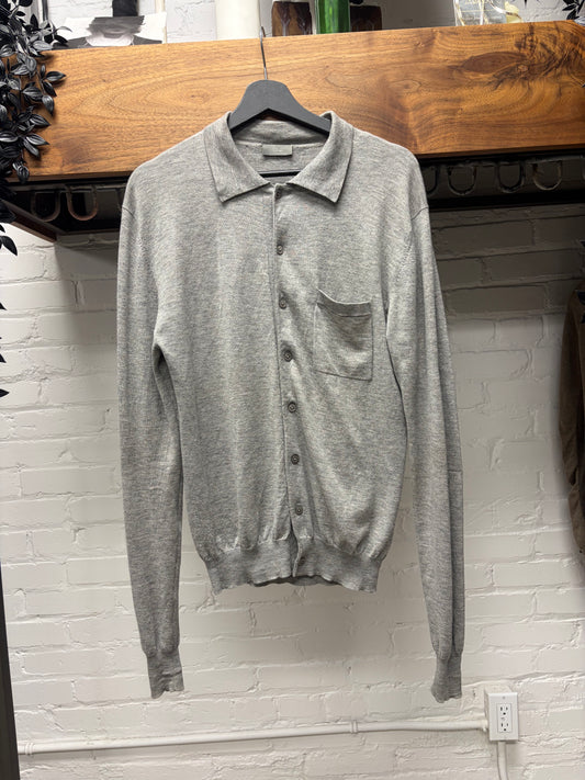 SS2005 Dior Homme by Hedi Slimane ‘Beck’ Grey Cashmere Long Sleeve Knit Polo