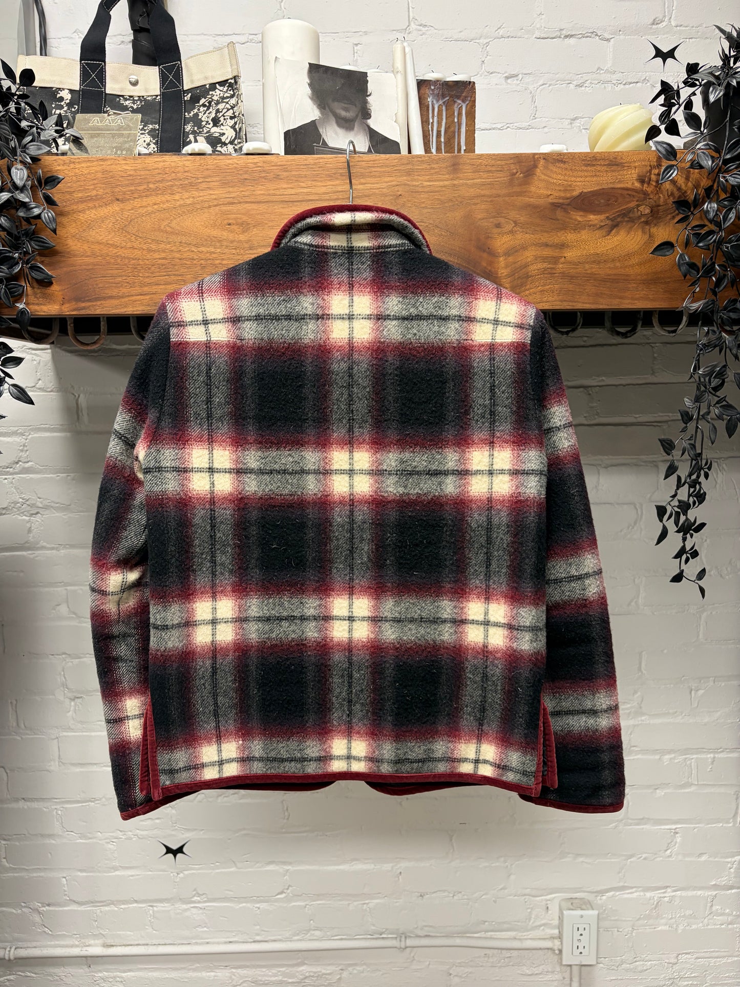 AW2009 Number (N)ine Reversible Wool/Quilted Liner Plaid Collared Jacket