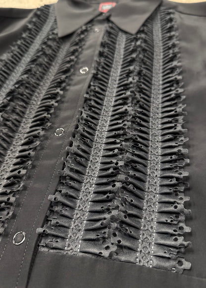 Vintage Jean Paul Gaultier ‘Laktan Lace’ Button Snap Collared Shirt