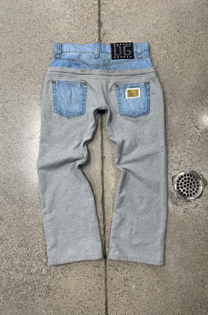 2000s Dolce & Gabbana Denim/Sweatpants Hybrid Bottoms