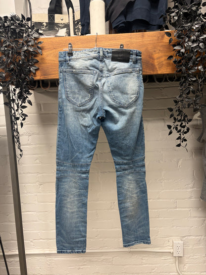 Pierre Balmain Blue ‘Biker Knee’ Skinny Cut Moto Denim