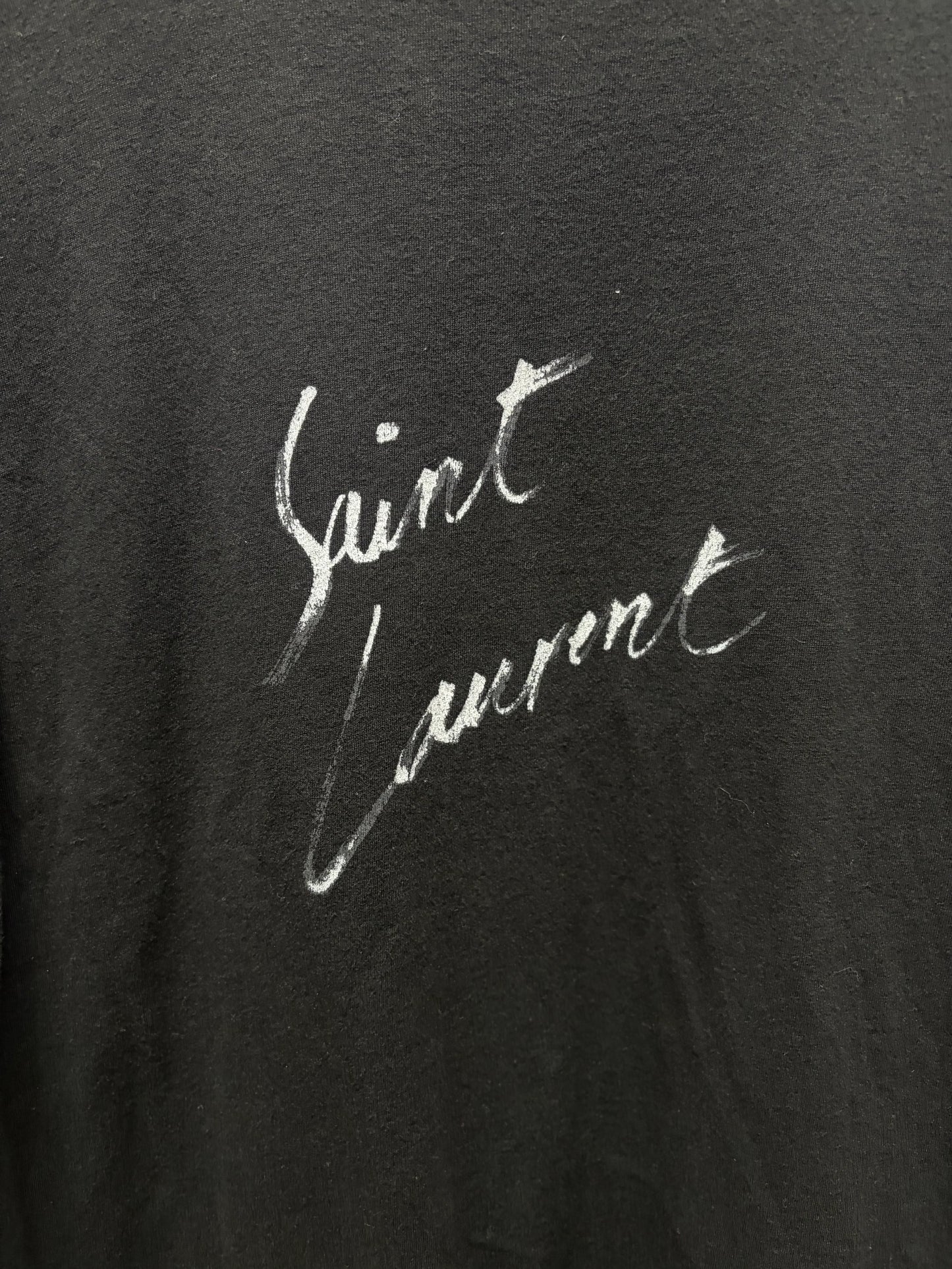 2021 Saint Laurent ‘Cursive Logo’ Black Graphic T-Shirt
