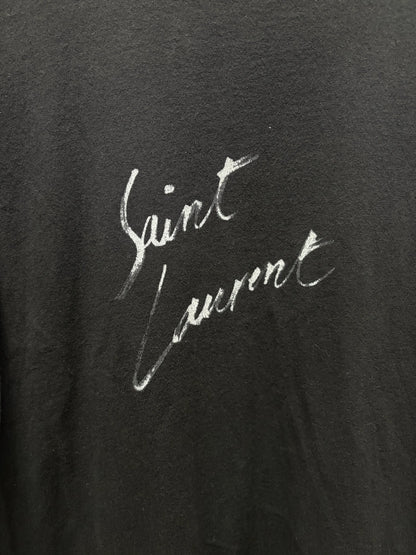 2021 Saint Laurent ‘Cursive Logo’ Black Graphic T-Shirt
