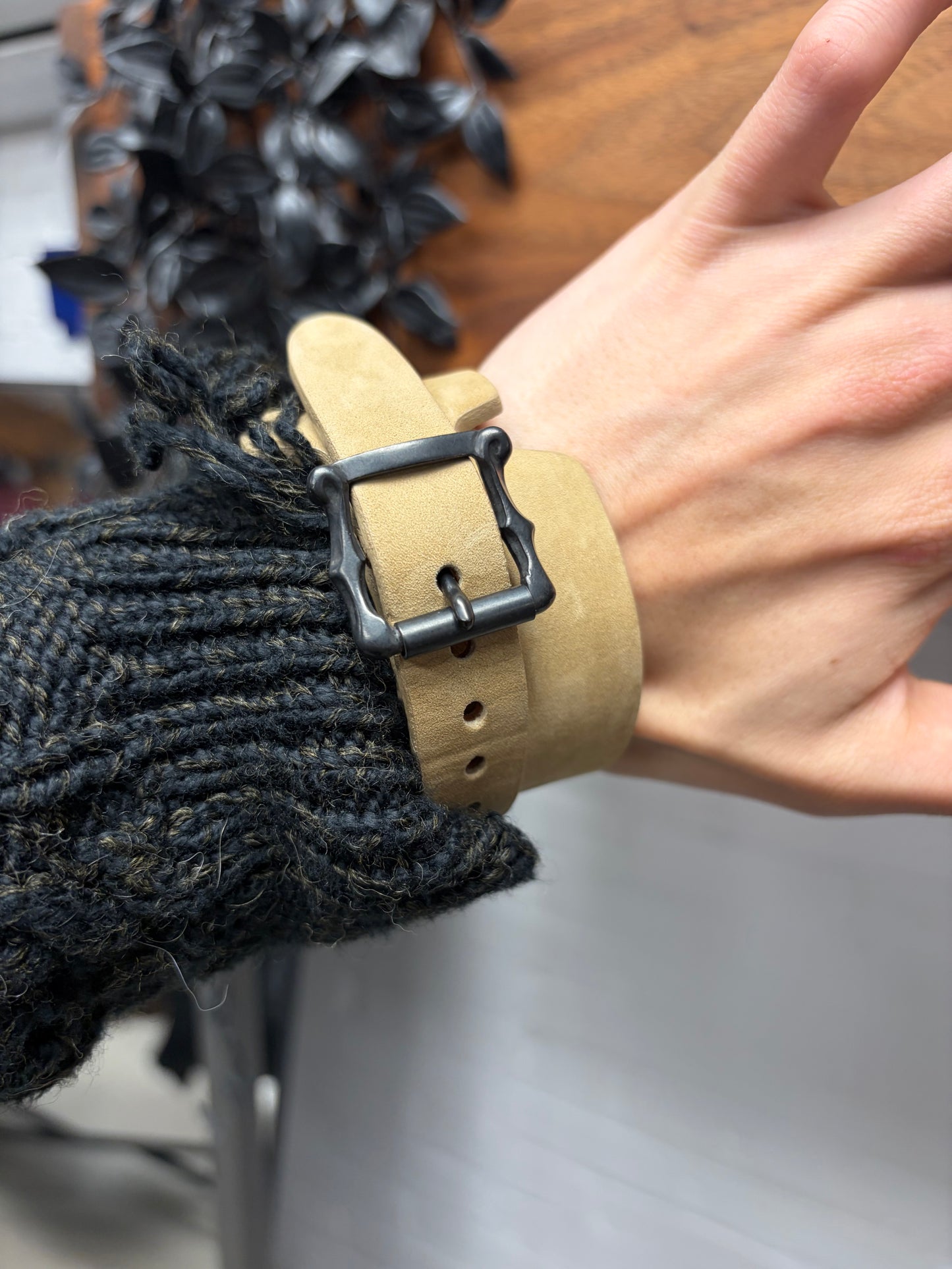 Number (N)ine by Takahiro Miyashita Leather Cuff With Singular Strap Closure