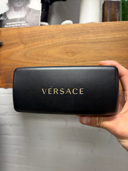 Versace Rimless Black ‘Shield’ Sport Lens Black Sunglasses