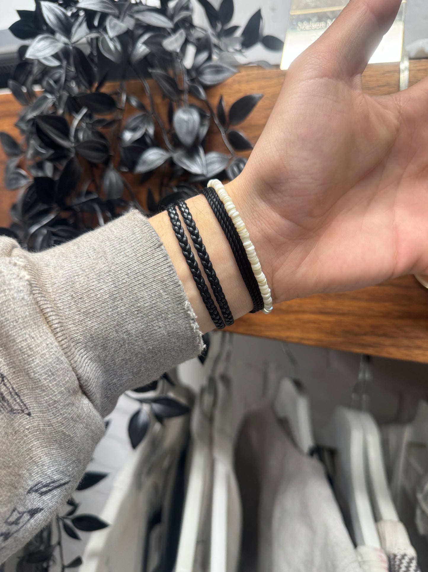 Saint Laurent Stacked Leather/Charm Bracelet