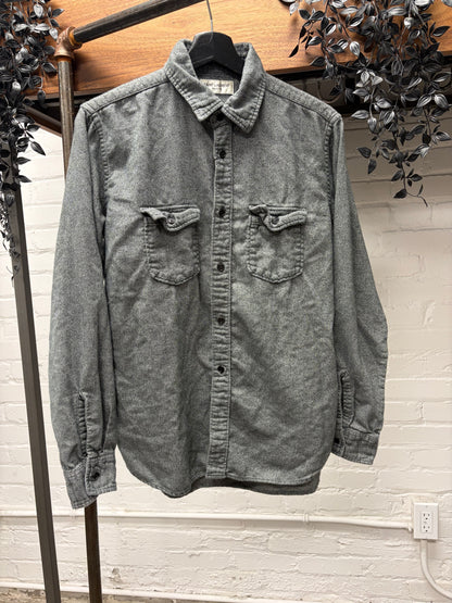 2017 Saint Laurent Grey Wool Button Snap Shirt