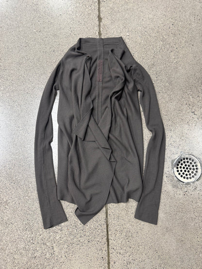 AW2012 Rick Owens ‘Mountain’ Dust Brown Ribbed Wool Cardigan