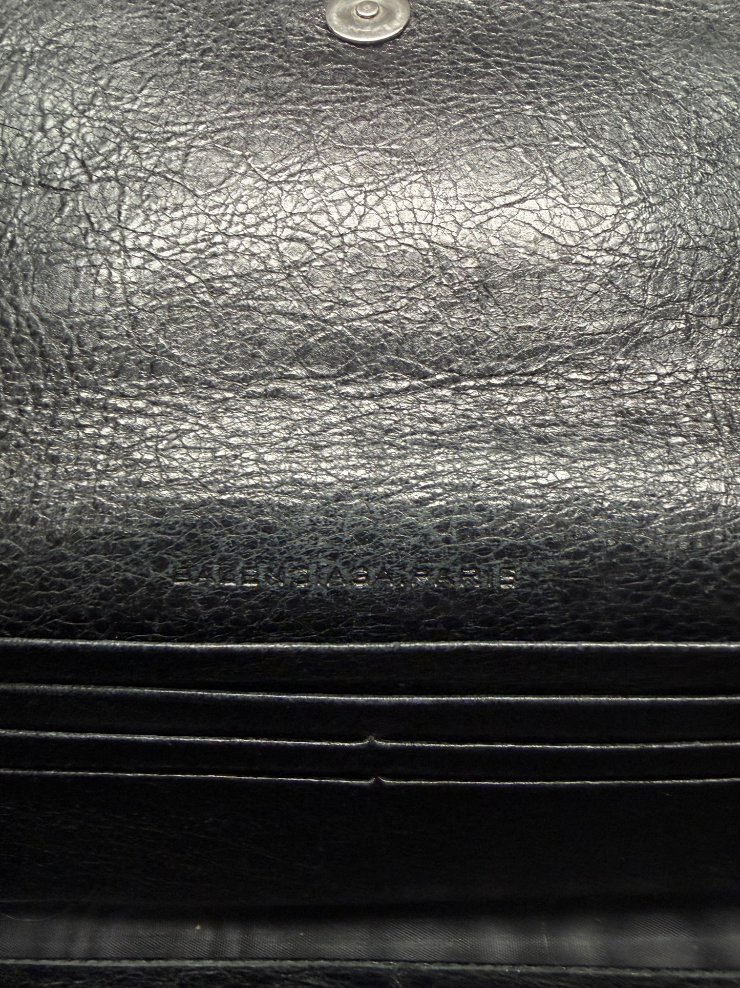 Balenciaga ‘Giant Continental’ Black Leather Long Wallet