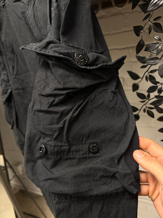 Stone Island Black Ripstop Cotton Cargo Pants