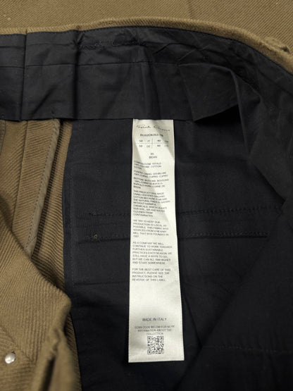 Rick Owens Mainline ‘Bela’ Heavy Wool ‘Bean’ Brown Wide Leg Pants