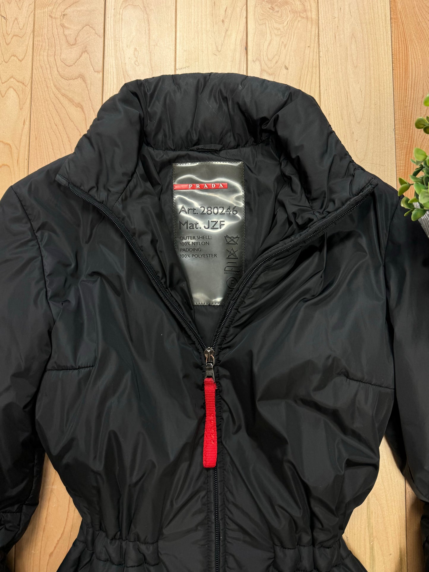 Prada Sport Nylon Shell Black Down Filled Coat