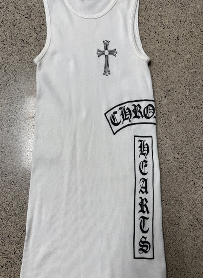 Vintage Chrome Hearts ‘T-Bar’ Cross Logo Ribbed Tank Top