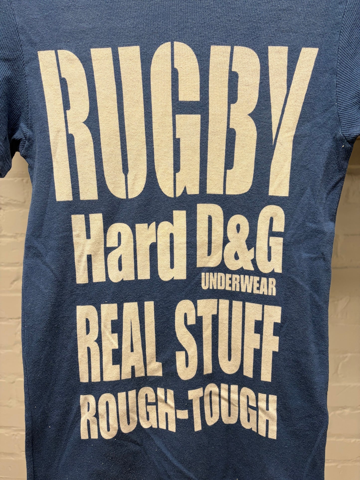 2000s Dolce & Gabbana ‘Rugby’ Blue Slogan T-Shirt