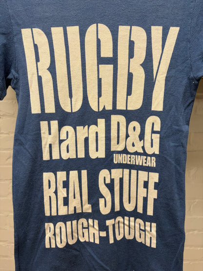 2000s Dolce & Gabbana ‘Rugby’ Blue Slogan T-Shirt