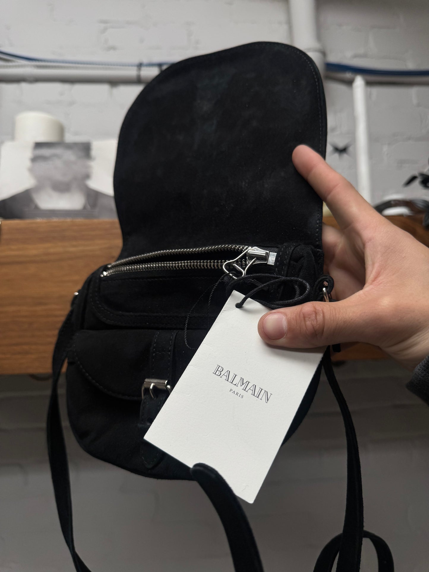 SS2010 Balmain by Christophe Decarnin Studded Suede Crossbody Bag