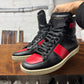 Saint Laurent SL/01 Court Red/Black Leather High Top Sneakers