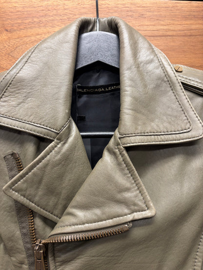 2009 Balenciaga ‘Olive’ Lambskin Leather Perfecto Zip Biker Jacket