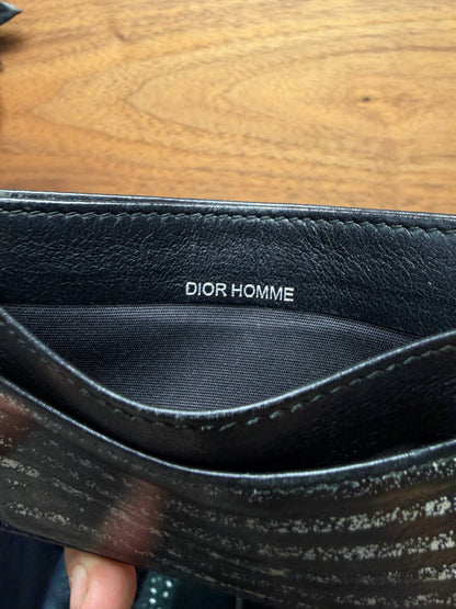 Dior Homme ‘Faded Stripe’ Black Leather Cardholder Wallet
