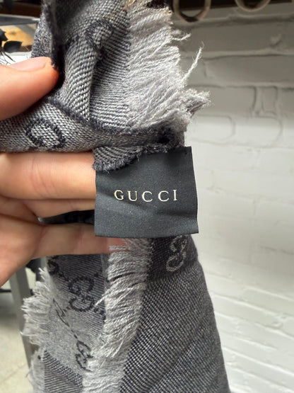 Gucci GG Interlock Monogram Grey Wool Scarf