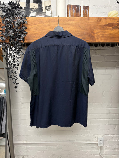 Lanvin Color-Blocked Camp Collar Short Sleeve Button Up Shirt
