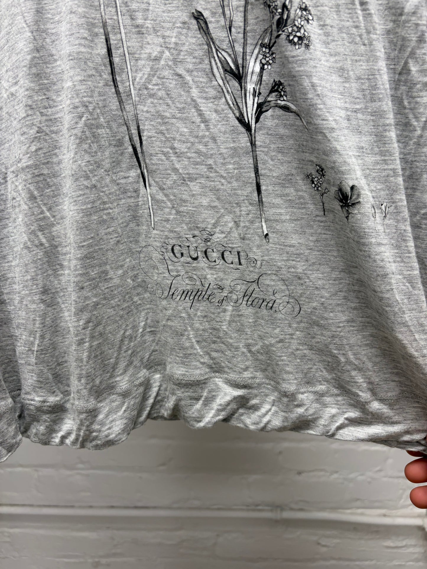 SS2008 Gucci by Frida Giannini ‘Watercolor Flowers’ Scoop Neck Grey Cotton T-Shirt