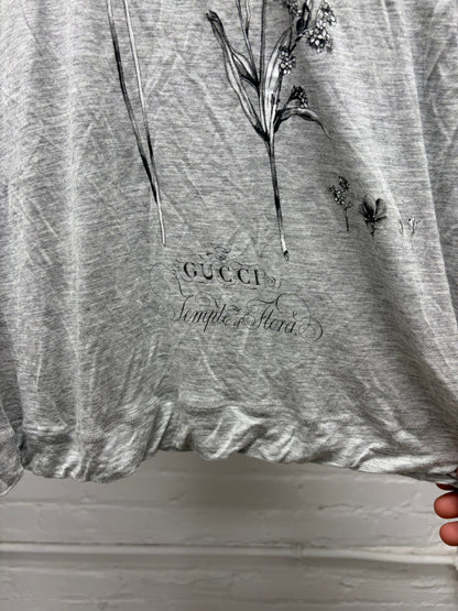 SS2008 Gucci by Frida Giannini ‘Watercolor Flowers’ Scoop Neck Grey Cotton T-Shirt