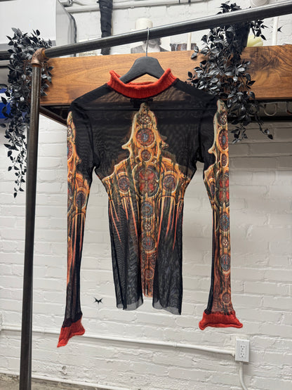 AW1998 Jean Paul Gaultier ‘Gothic’ Mesh/Wool Long Sleeve Top