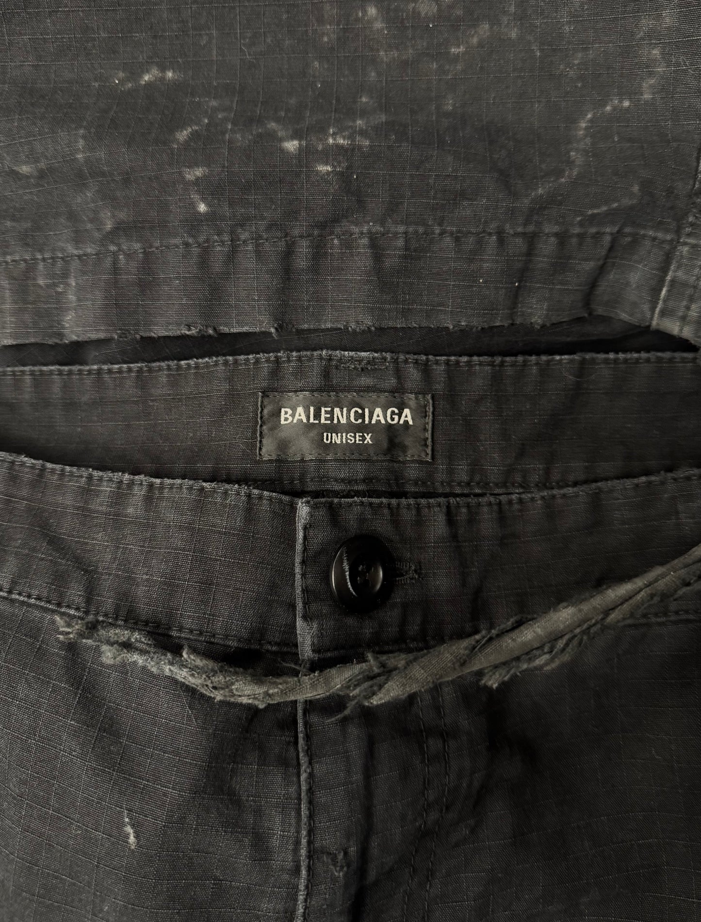 AW2023 Balenciaga Distressed Convertible Black Cargo Pants