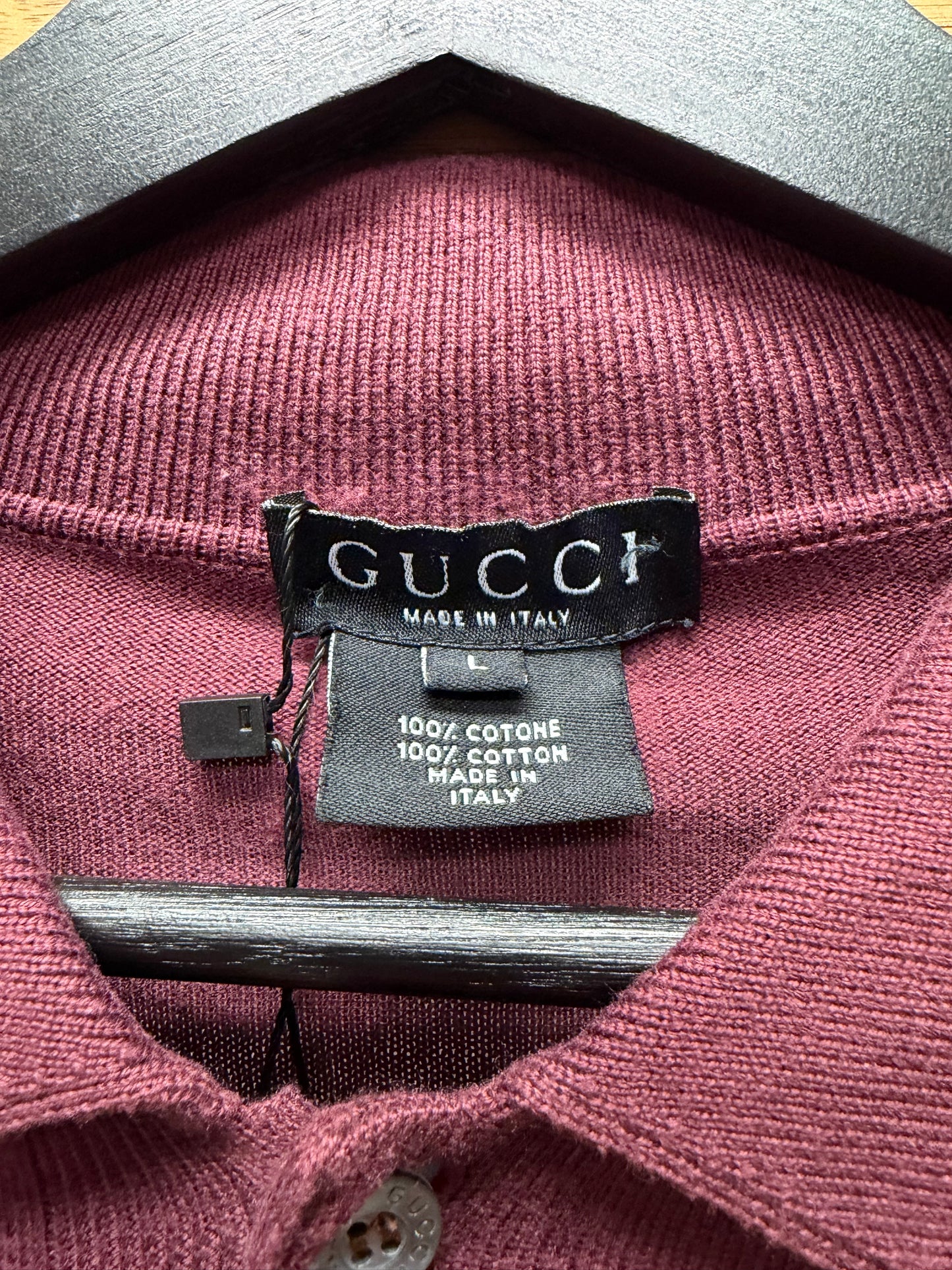 Vintage Gucci by Tom Ford ‘G’ Embroidered Logo Cotton Polo With Ribbed Collar