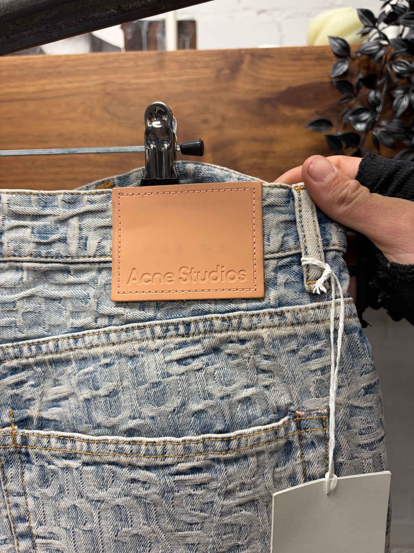 Acne Studios ‘Jacquard Woven’ Wide Leg Light Wash Denim