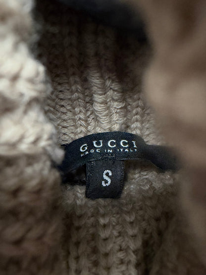 AW2006 Gucci by Frida Giannini Cable Knit Turtleneck Sweater with Bondage Strap Sleeves