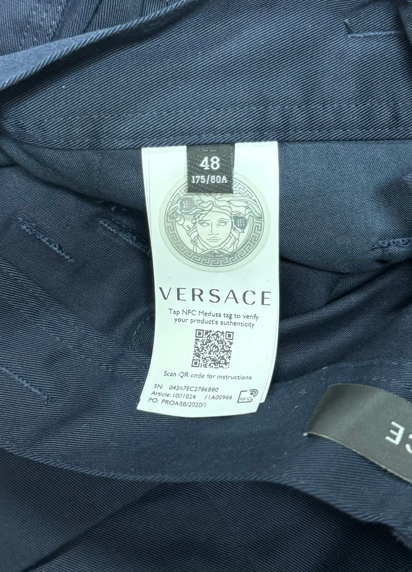 Versace Navy Blue Wide Leg Cargo Pants