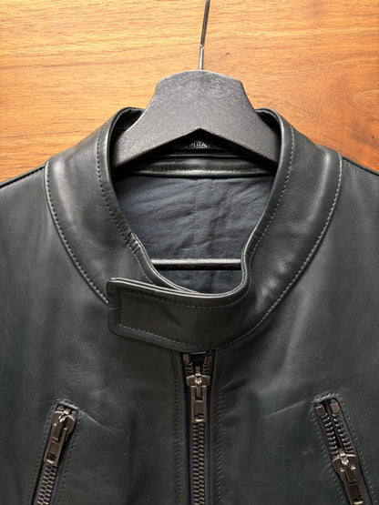 SS2013 Maison Margiela Midnight Green ‘5-Zip’ Lambskin Leather Jacket